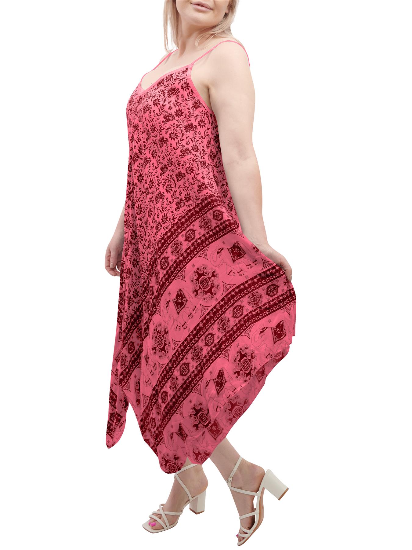 Womens Sleeveless Italian V Neck Hanky Dress Elephant Print Strappy Summer Maxi - Picture 28 of 72