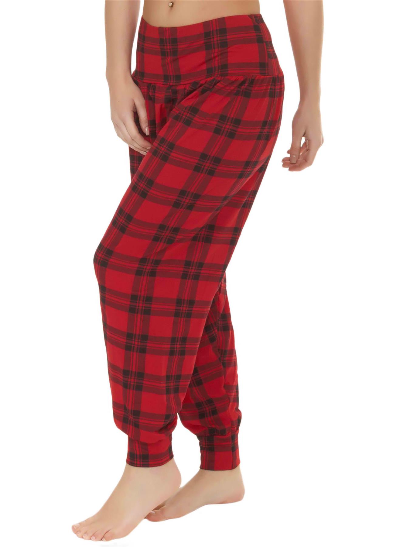 Womens Tartan Print Loose Baggy Style Long Pant Ali Baba Harem Trouser Plus Size - Picture 17 of 20