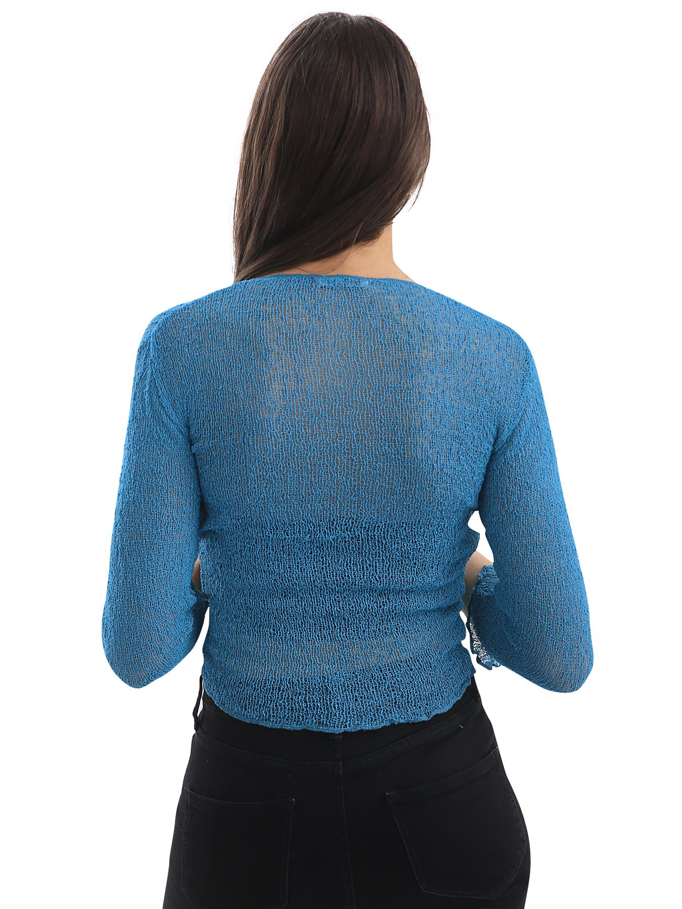 Womens Tie Up Open Front Shrug Ladies Knitted Cropped Bolero beach summer Top - Picture 94 of 169