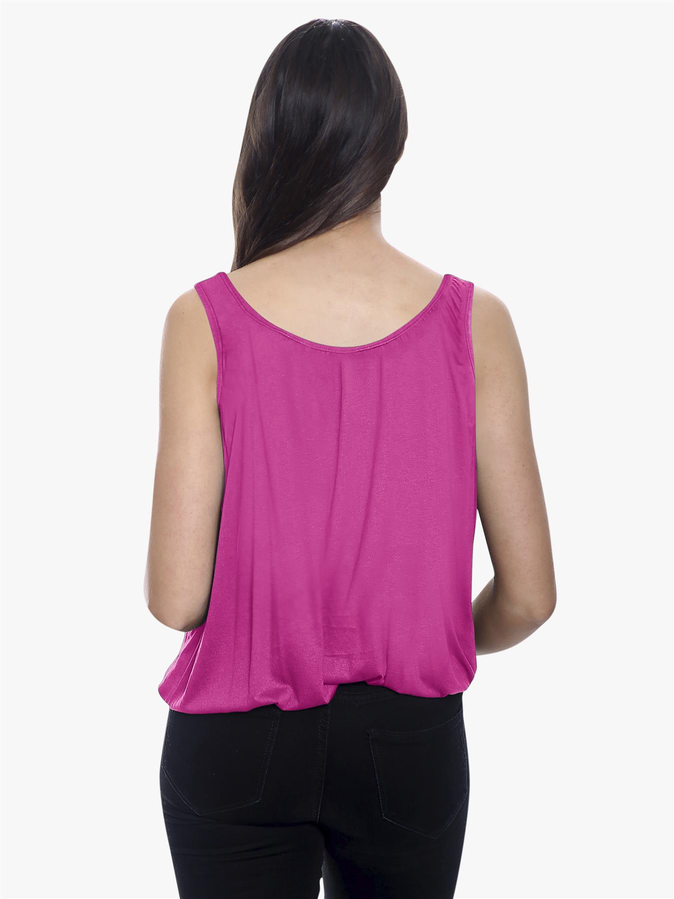 Womens Vest Tops Italian Summer Holiday Loose Fit Camisole Sleeveless Tank Top - Picture 34 of 82