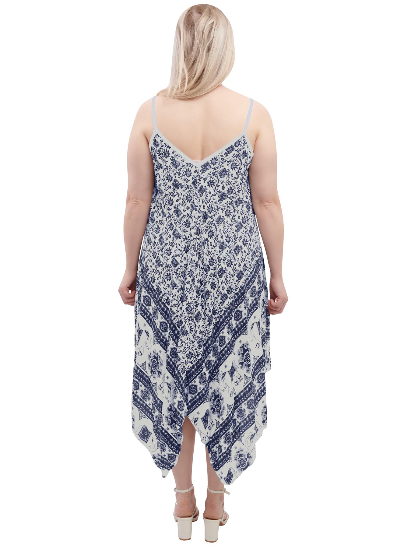 Womens Sleeveless Italian V Neck Hanky Dress Elephant Print Strappy Summer Maxi - Picture 11 of 72
