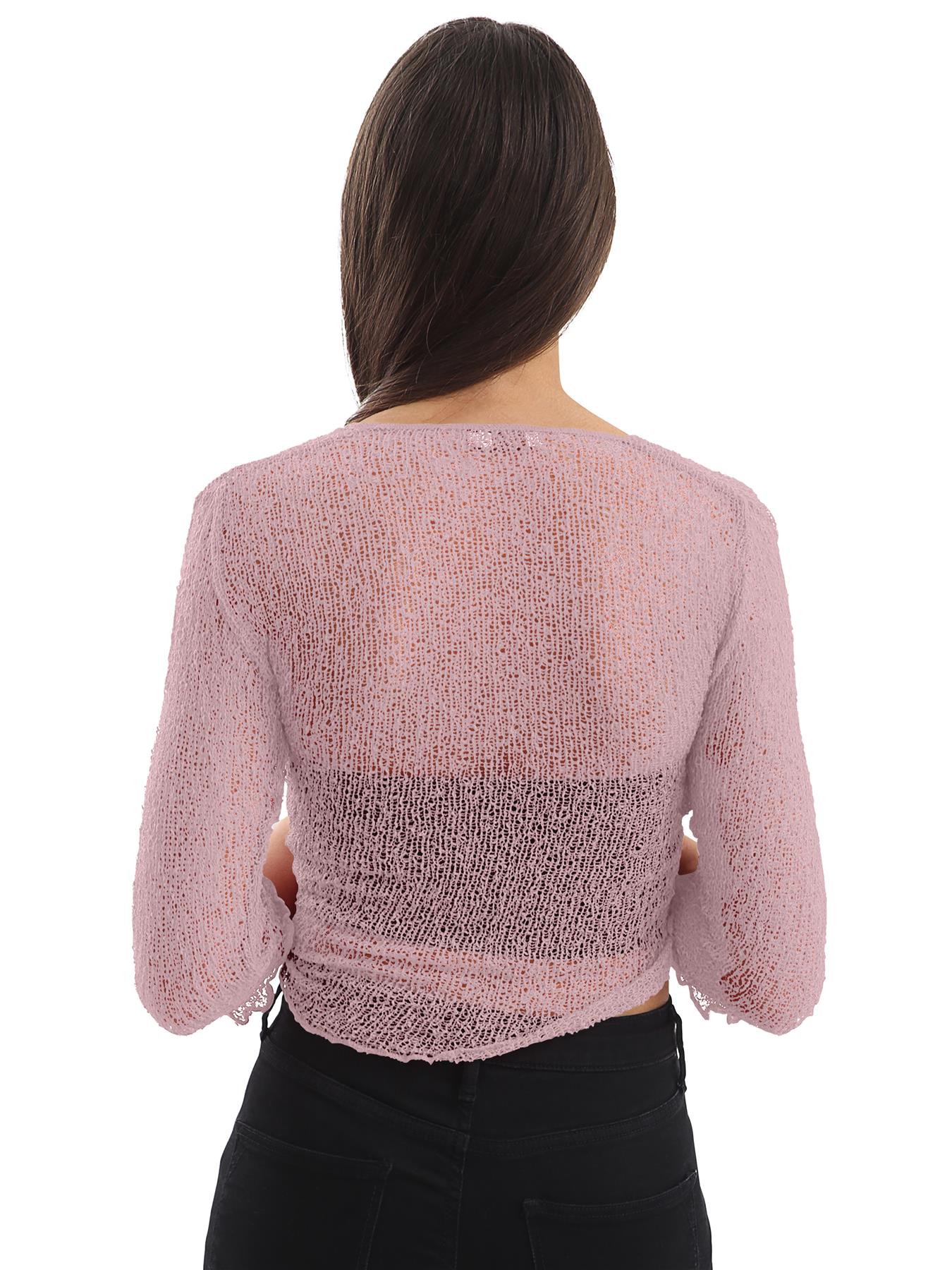 Womens Tie Up Open Front Shrug Ladies Knitted Cropped Bolero beach summer Top - Picture 103 of 169