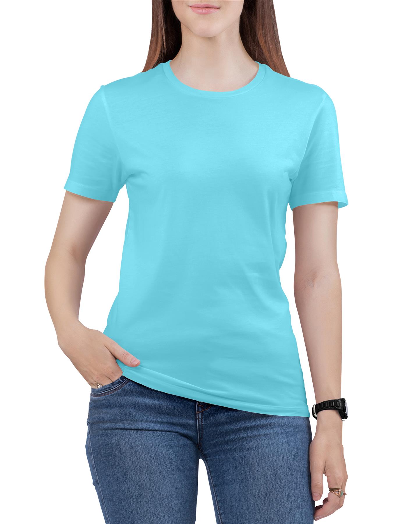 Fruit Of The Loom T Shirts Womens Ladies Plain Coloured Cotton Fitted Tee Shirt - Picture 4 of 35