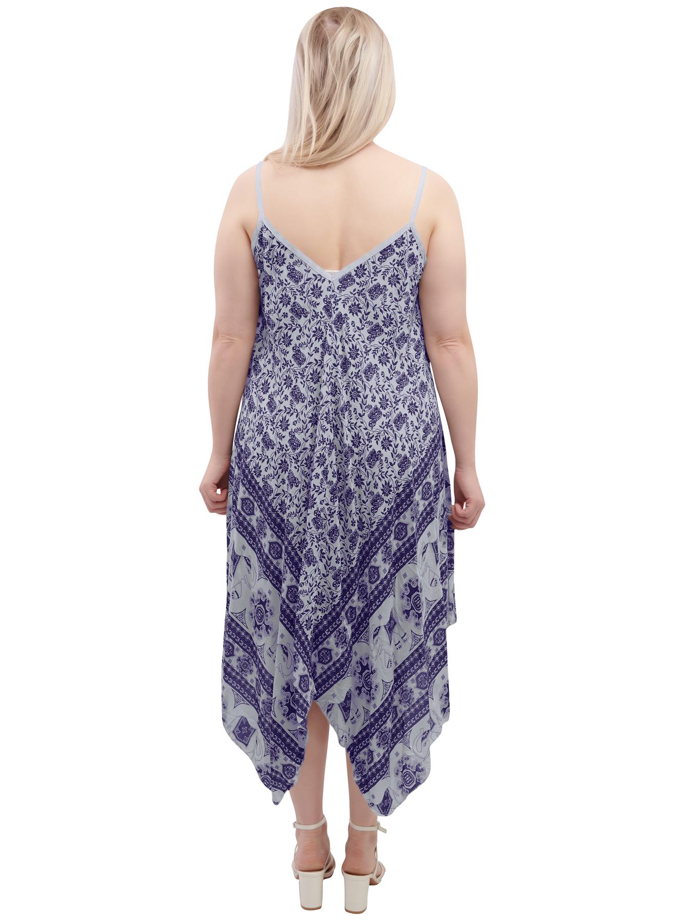 Womens Sleeveless Italian V Neck Hanky Dress Elephant Print Strappy Summer Maxi - Picture 36 of 72