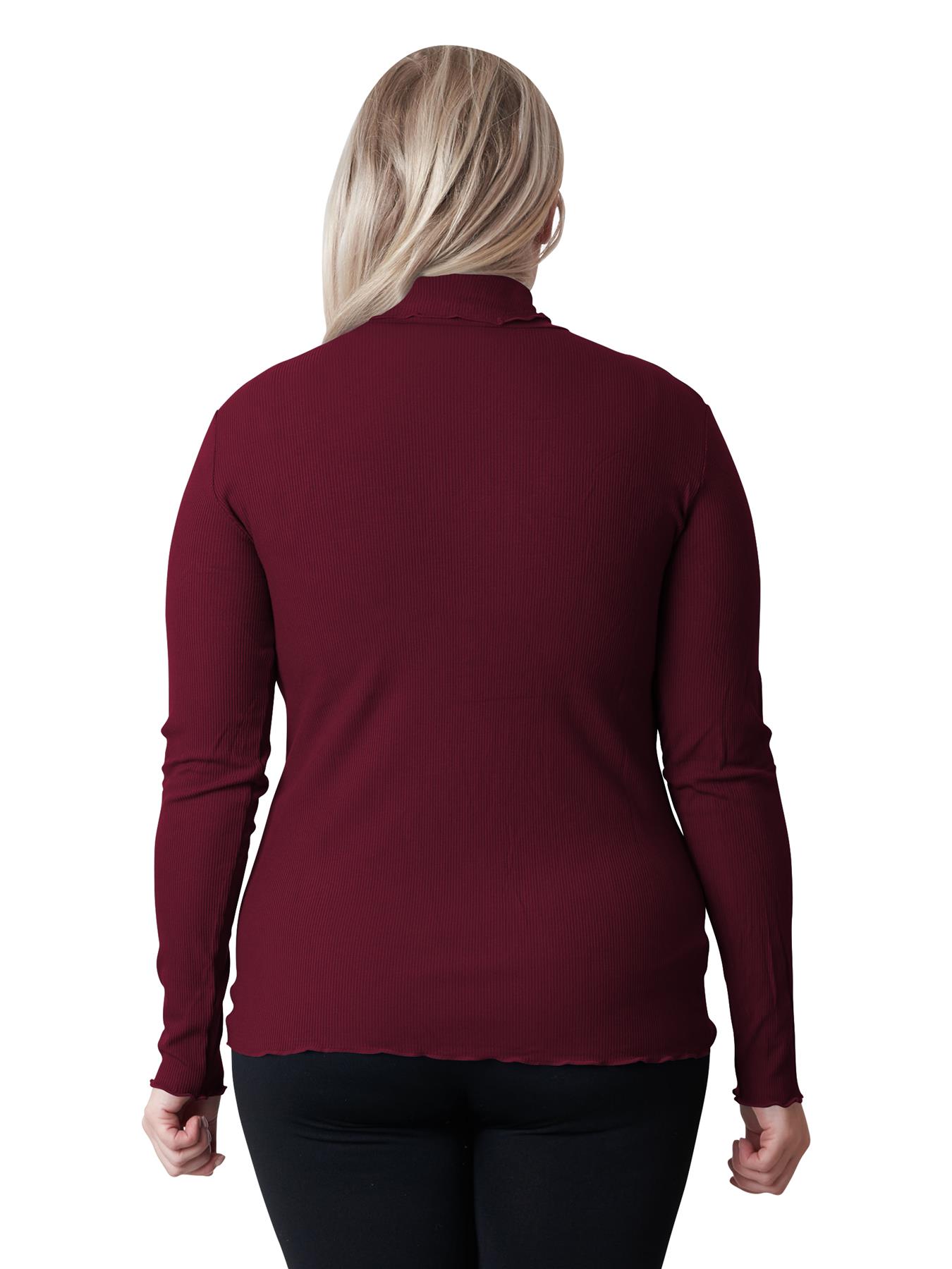 Women's Ribbed Crop Top Viscose Long Sleeve Summer Plain Roll Neck Jumper - Picture 45 of 45