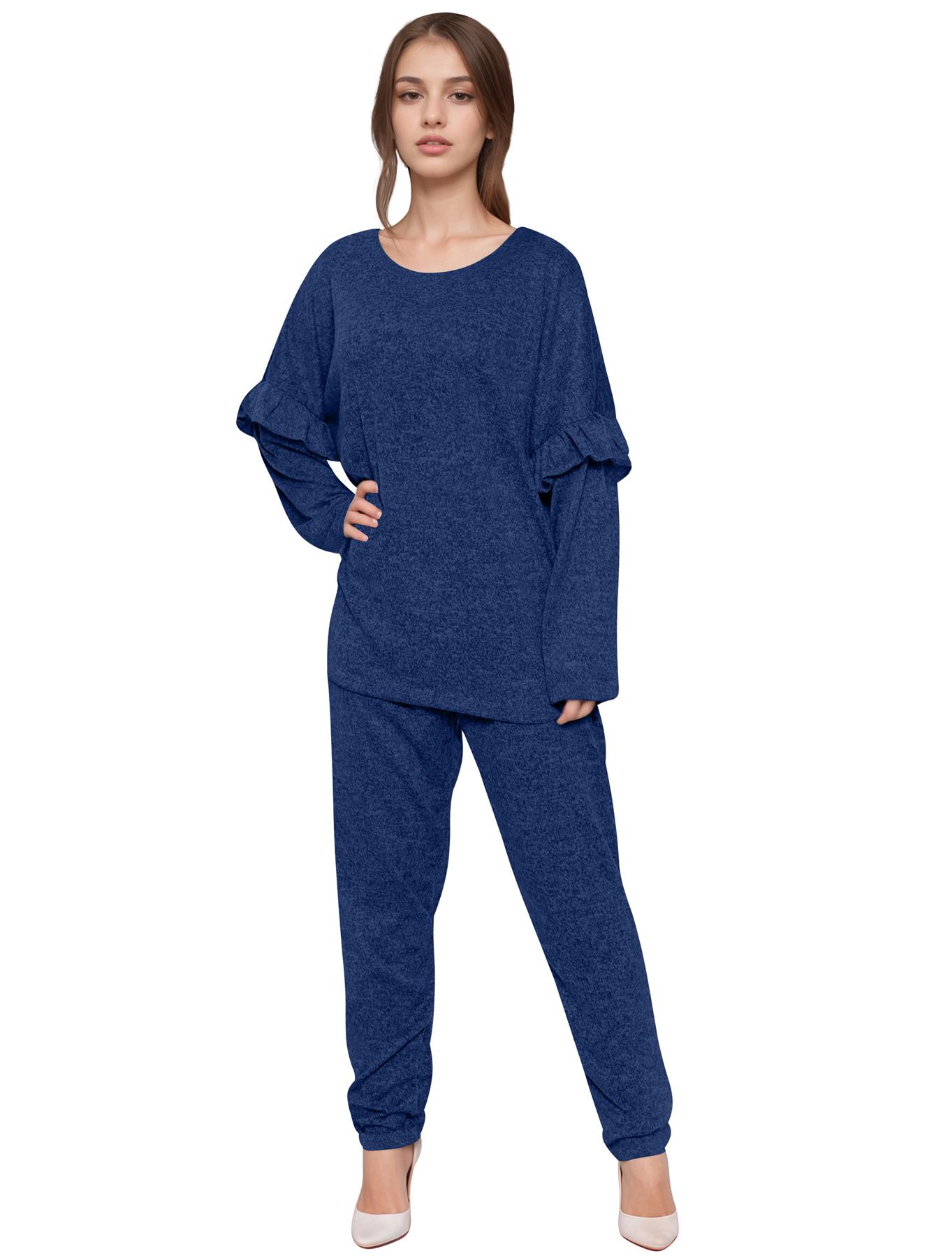 2 Piece Ladies Italian Activewear Tracksuit Summer Casual Long Sleeve Crew Neck - Picture 24 of 38