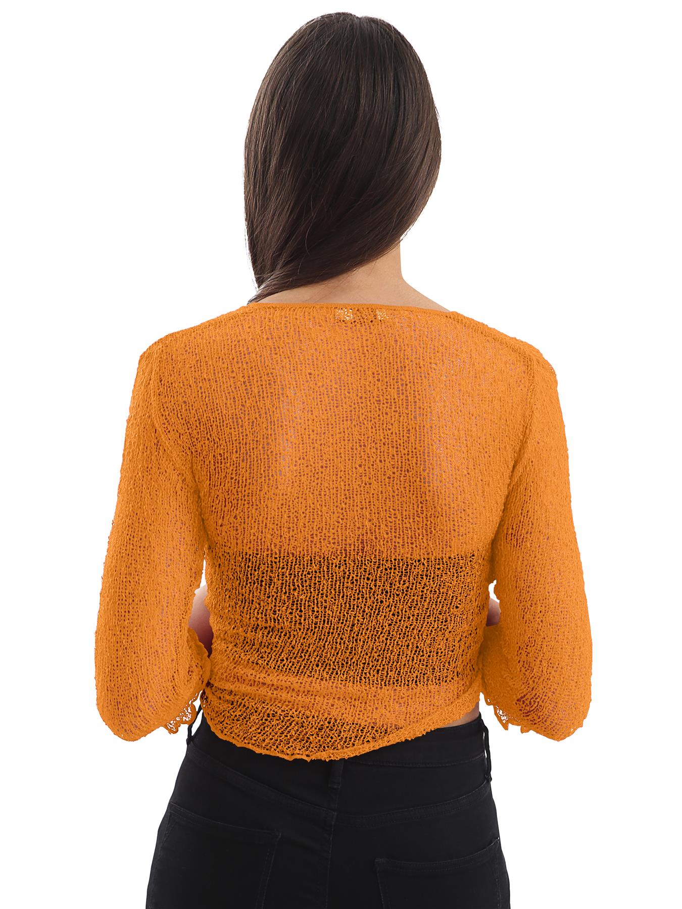 Womens Tie Up Open Front Shrug Ladies Knitted Cropped Bolero beach summer Top - Picture 169 of 169