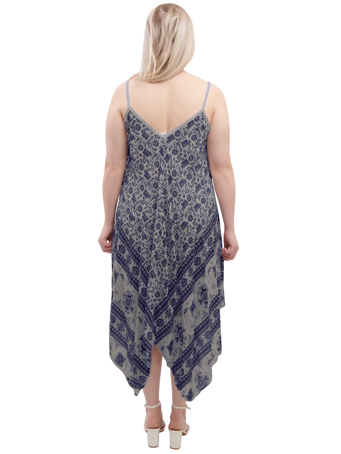 Womens Sleeveless Italian V Neck Hanky Dress Elephant Print Strappy Summer Maxi - Picture 48 of 72