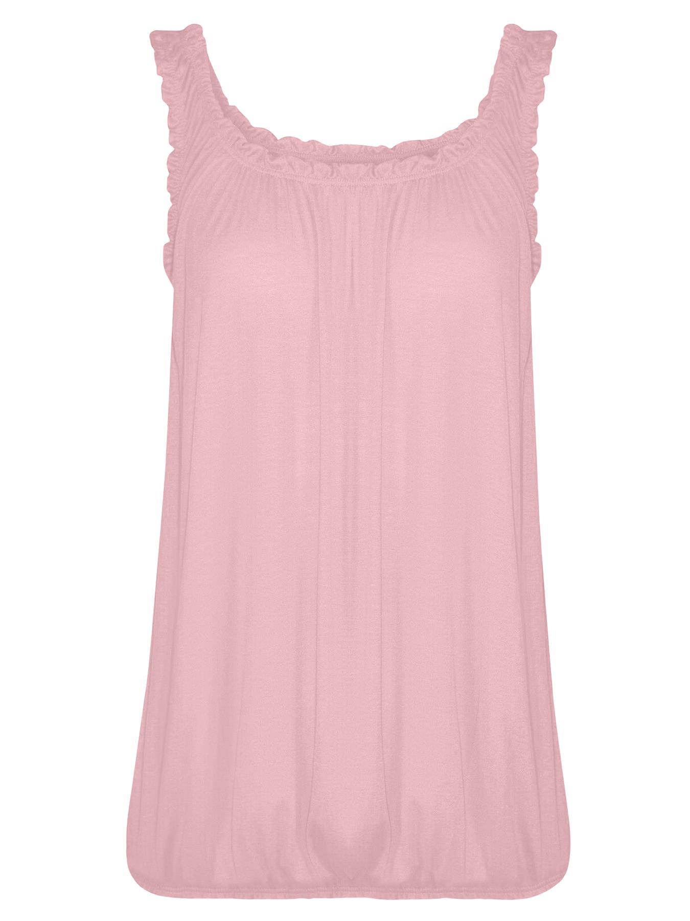Women Round Scoop Neckline Gathered Vest Top Ladies Elastic Bubble Hem Summer - Picture 8 of 138