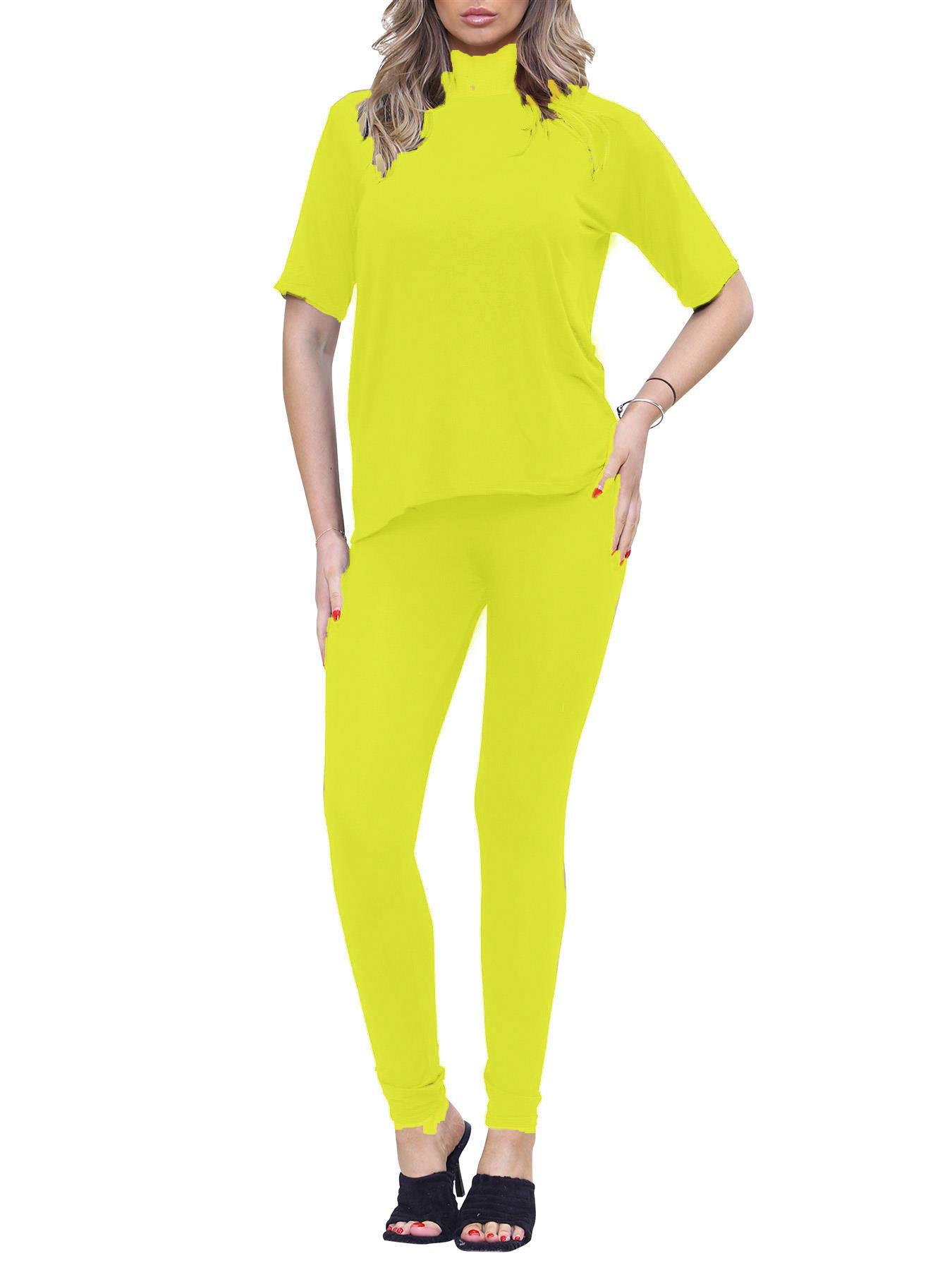 2 Piece Womens Plain Co-ord Set Summer Slim Fit Short Sleeve Loungewear Set - Picture 93 of 119