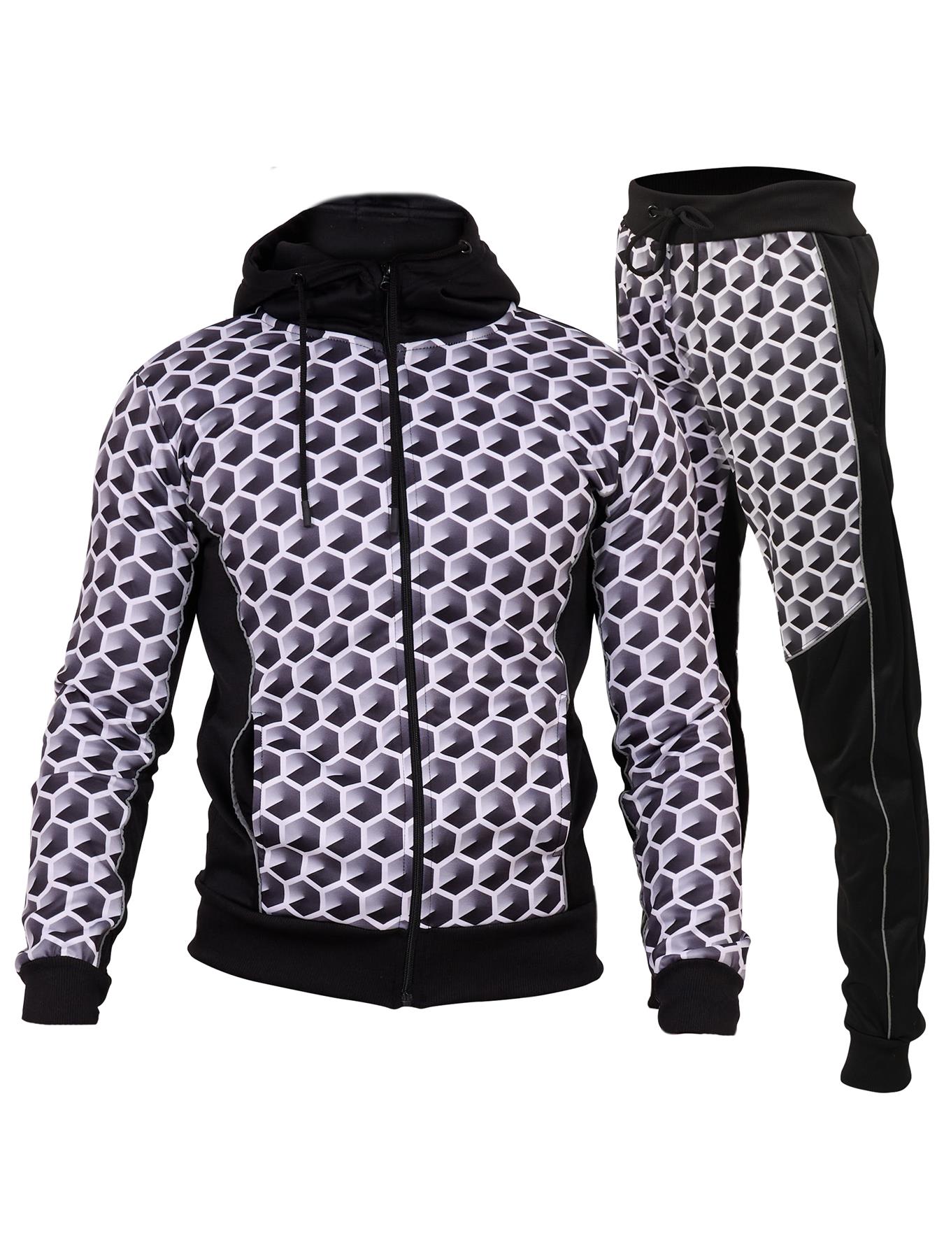 Men's Tracksuit Gradient Colored Pants Ziper With Pcokets Long sleeve Hoodie - Picture 4 of 15