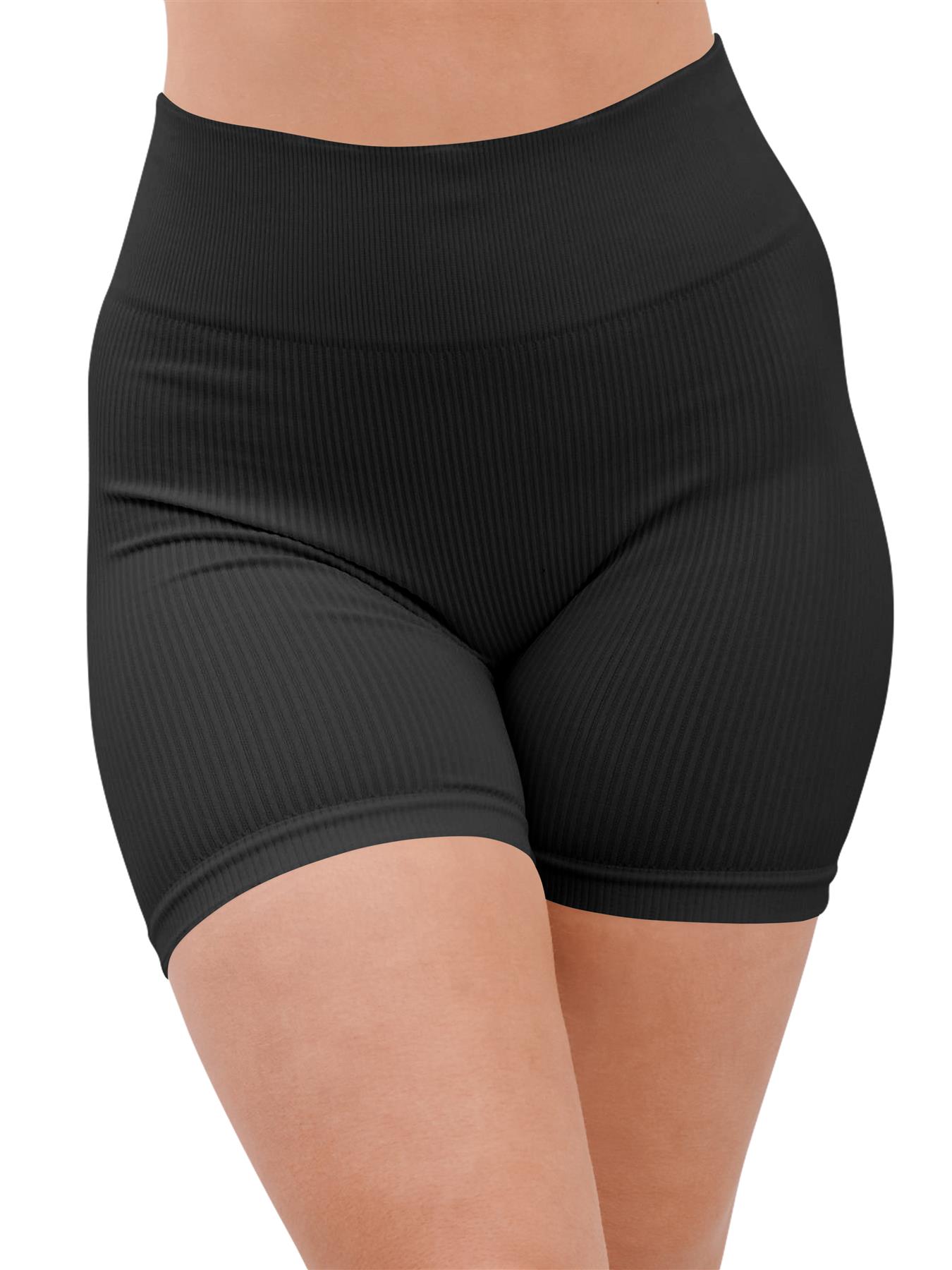 Damen Sport Radhose Gerippt Hohe Taille Gym Sommer Shorts Gummizug - Bild 10 von 19