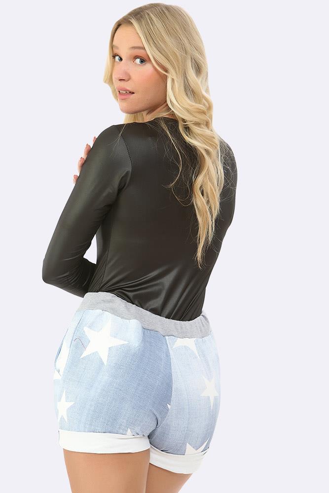 Mini Italian Denim Shorts for Womens Star Print Summer Hot Bottom with Pockets - Picture 11 of 11