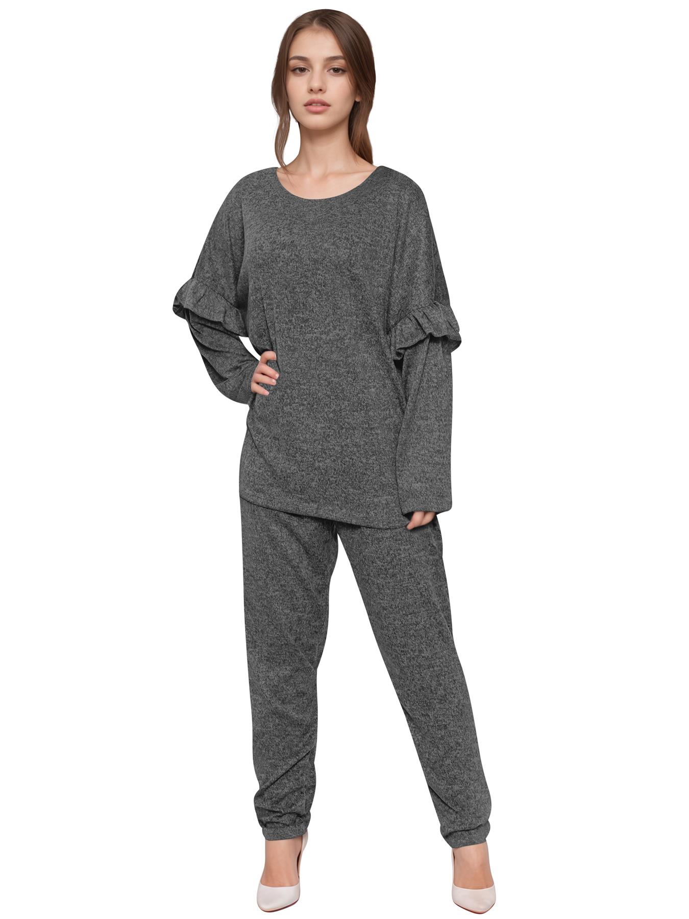 2 Piece Ladies Italian Activewear Tracksuit Summer Casual Long Sleeve Crew Neck - Picture 6 of 38