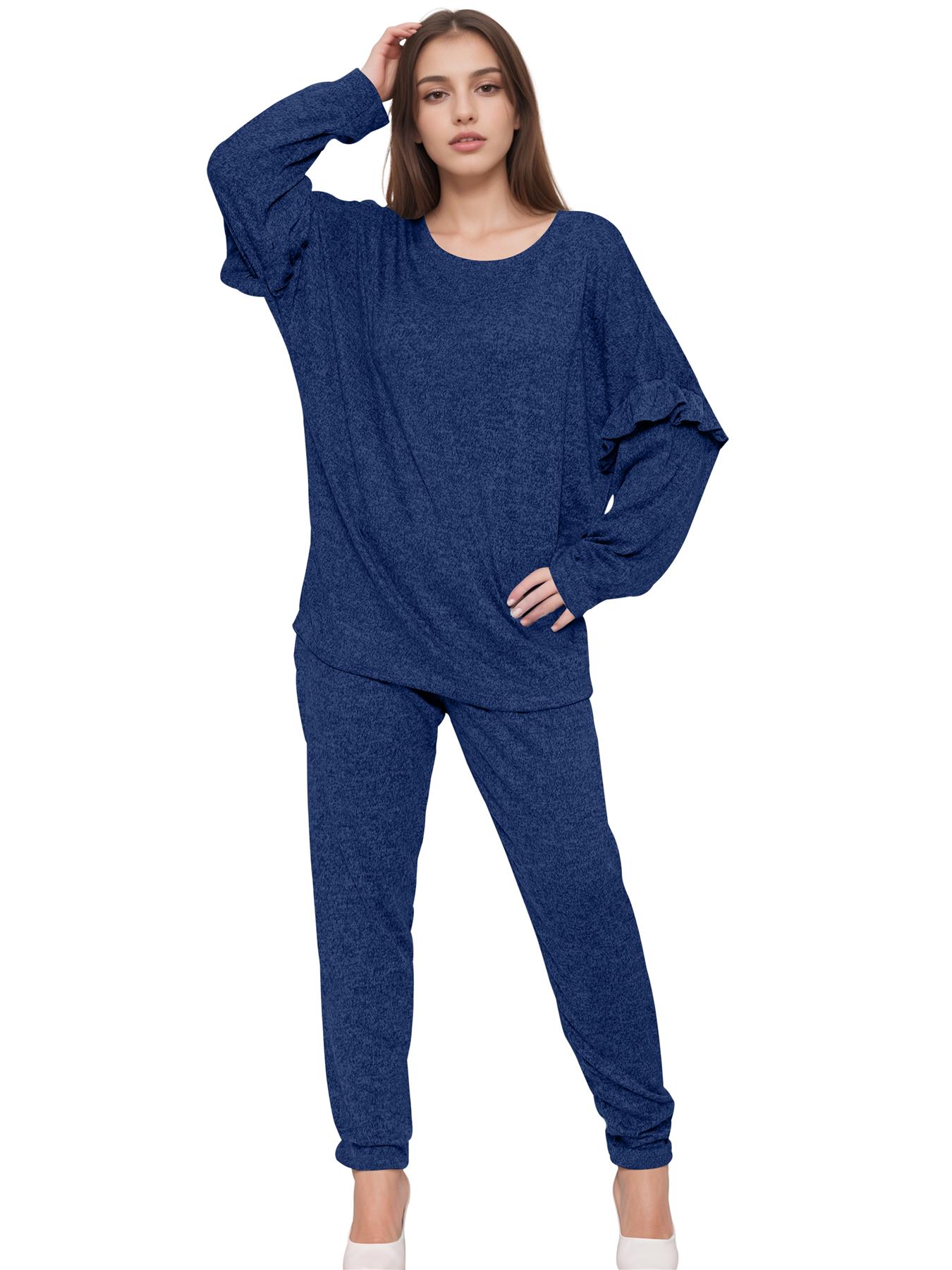 2 Piece Ladies Italian Activewear Tracksuit Summer Casual Long Sleeve Crew Neck - Picture 25 of 38