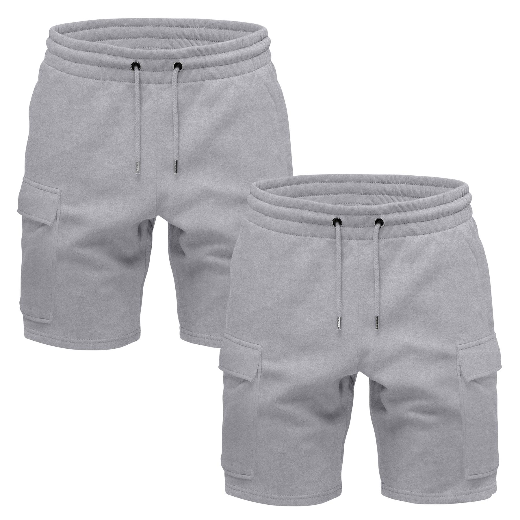 2 Pack Cargo Combat Fleece Shorts for Mens Summer Knee Length Gym Short Pants - Picture 5 of 6