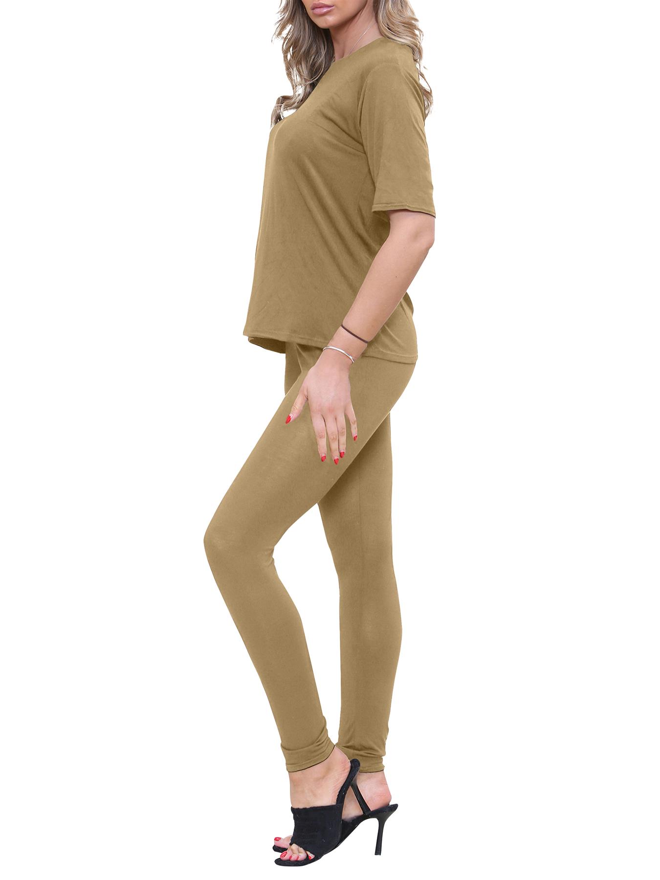 2 Piece Womens Plain Co-ord Set Summer Slim Fit Short Sleeve Loungewear Set - Picture 16 of 119