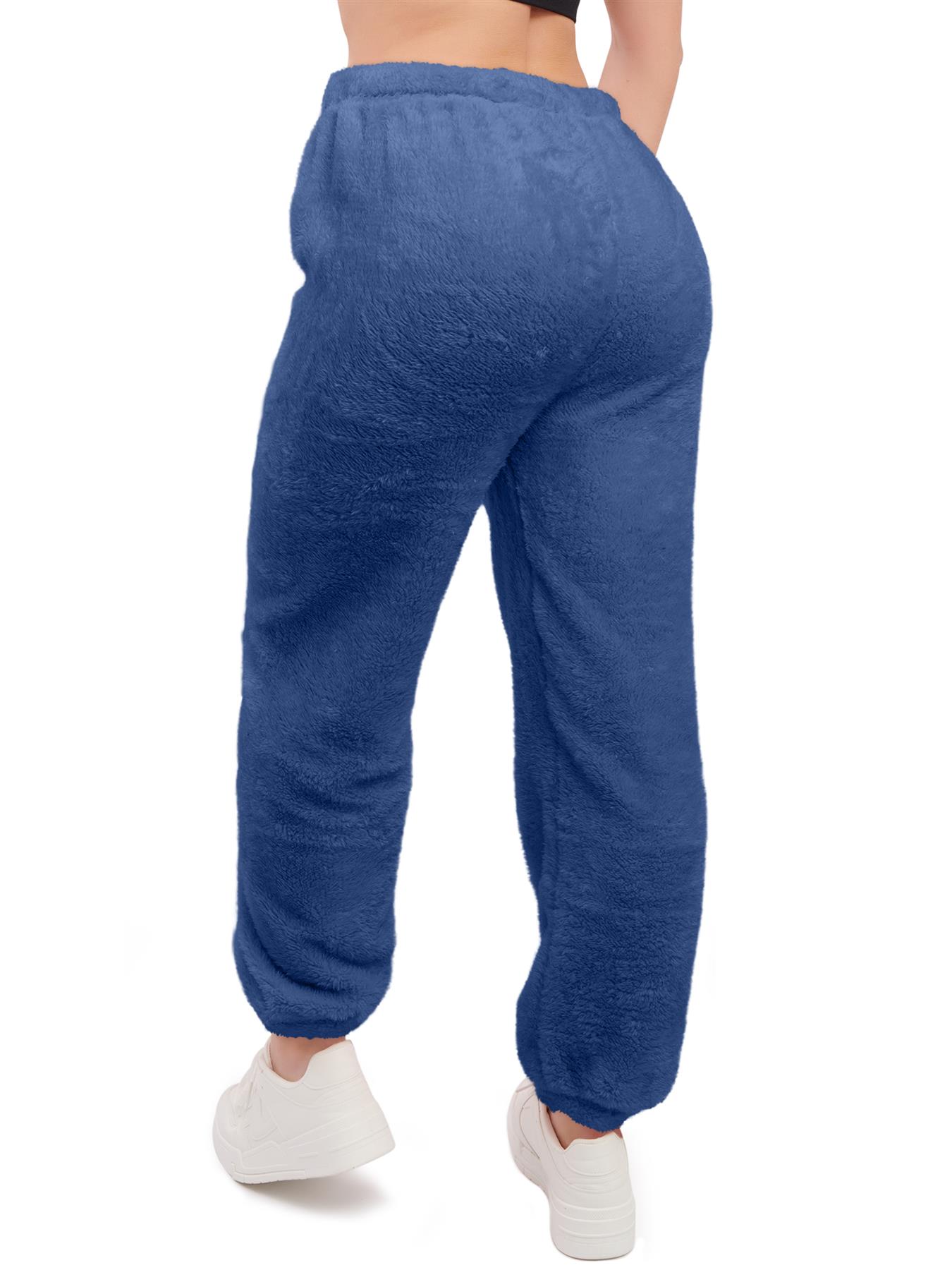 Mujeres Peluche Polar Joggers Invierno Suelto Dobladillo Cierre Damas Ropa de Salón Pantalón Reino Unido - Imagen 22 de 29