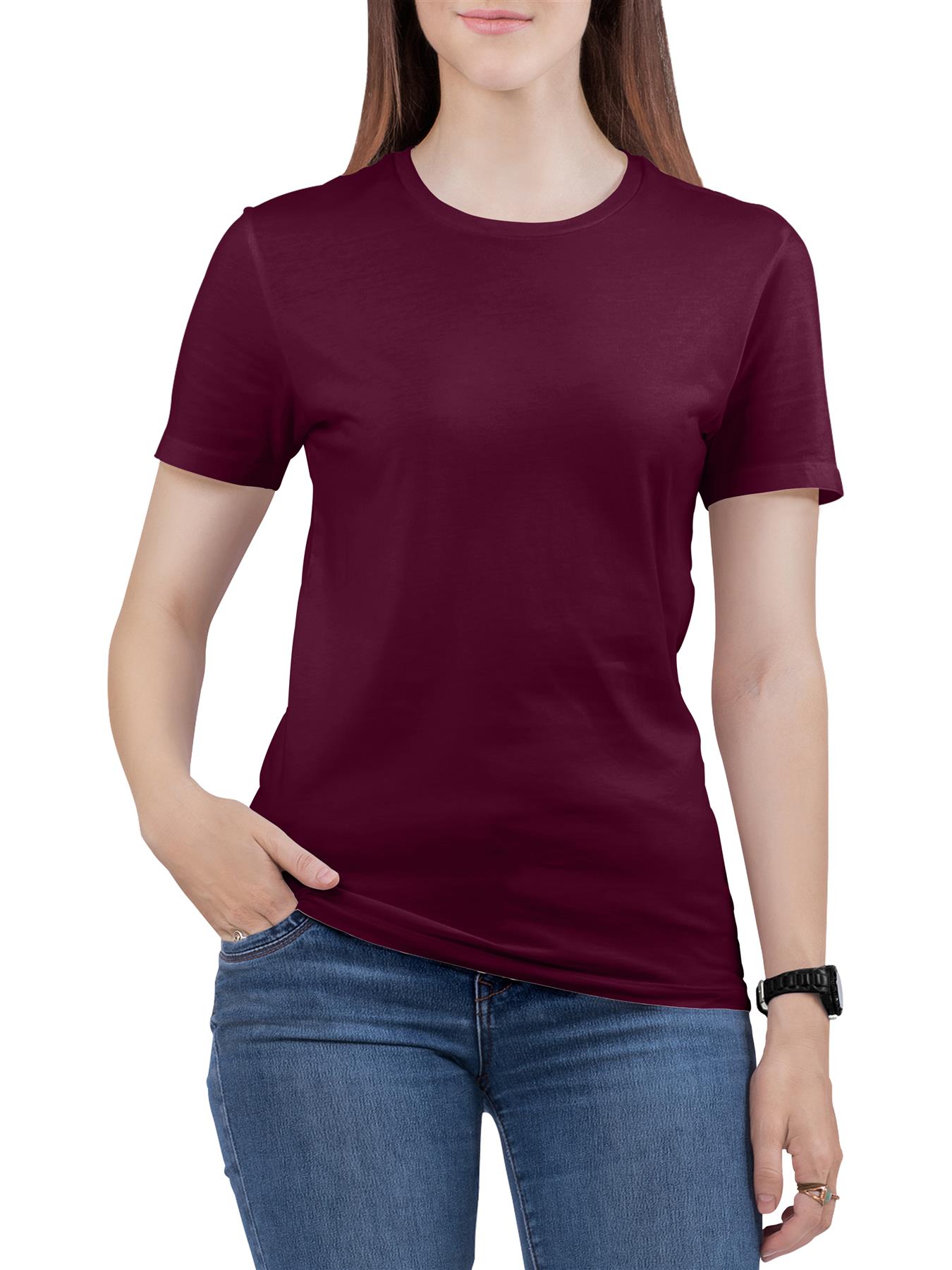 Fruit Of The Loom T Shirts Womens Ladies Plain Coloured Cotton Fitted Tee Shirt - Picture 8 of 35