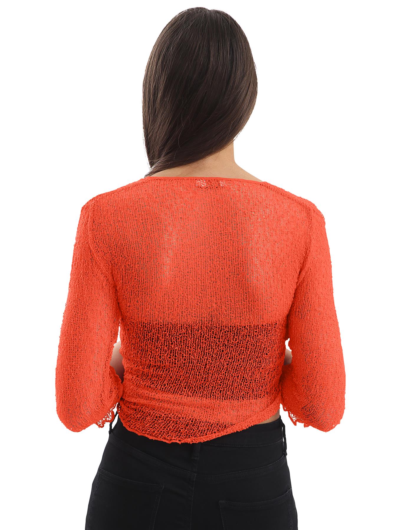 Womens Tie Up Open Front Shrug Ladies Knitted Cropped Bolero beach summer Top - Picture 115 of 169