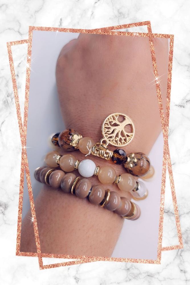 LMF 3Pcs/Set Boho Tree Pendant Bracelet Girls Chic Beaded Bangle - Picture 3 of 6