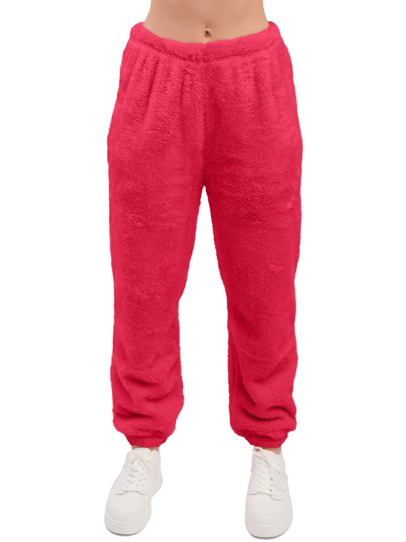 Mujeres Peluche Polar Joggers Invierno Suelto Dobladillo Cierre Damas Ropa de Salón Pantalón Reino Unido - Imagen 25 de 29