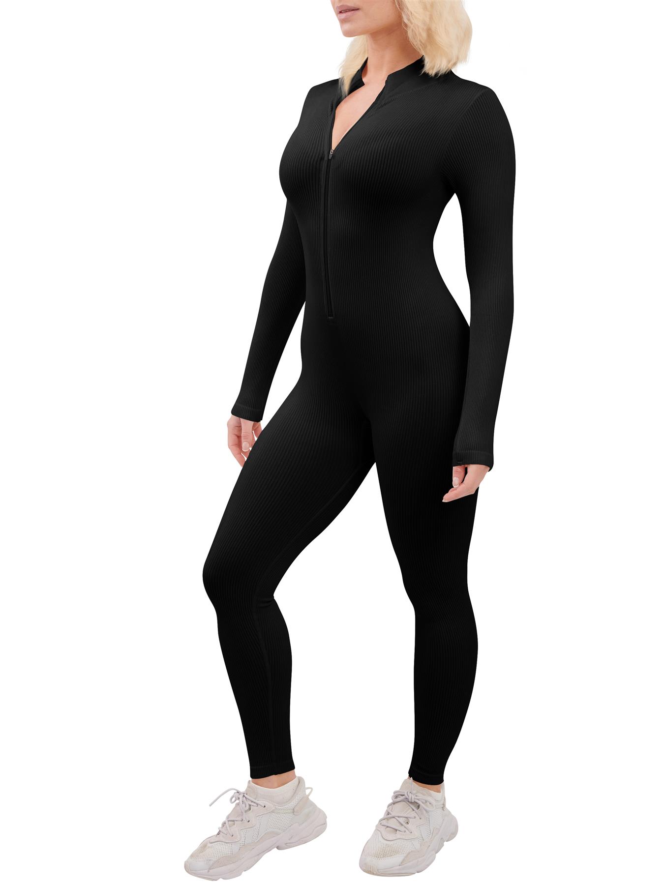 Mujeres Manga Larga Body Deportes Yoga Fitness Gimnasio Mono Gato Mono Mono - Imagen 7 de 17