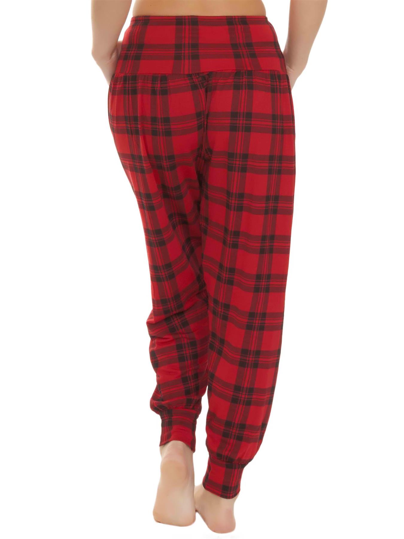 Womens Tartan Print Loose Baggy Style Long Pant Ali Baba Harem Trouser Plus Size - Picture 18 of 20