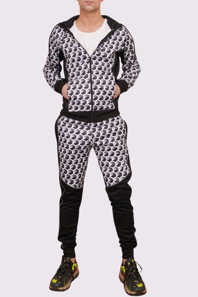 Men's Tracksuit Gradient Colored Pants Ziper With Pcokets Long sleeve Hoodie - Picture 13 of 15