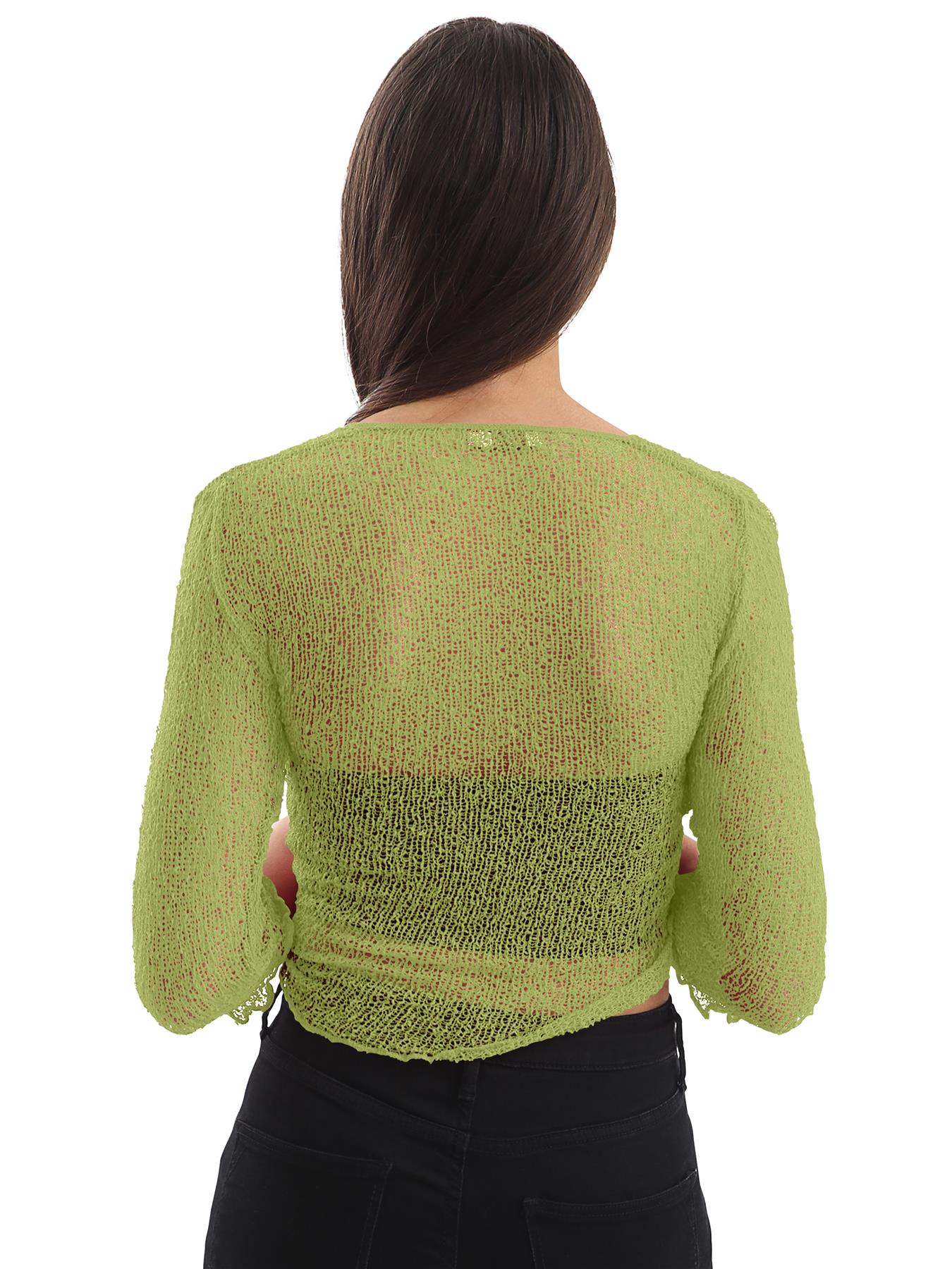 Womens Tie Up Open Front Shrug Ladies Knitted Cropped Bolero beach summer Top - Picture 72 of 169