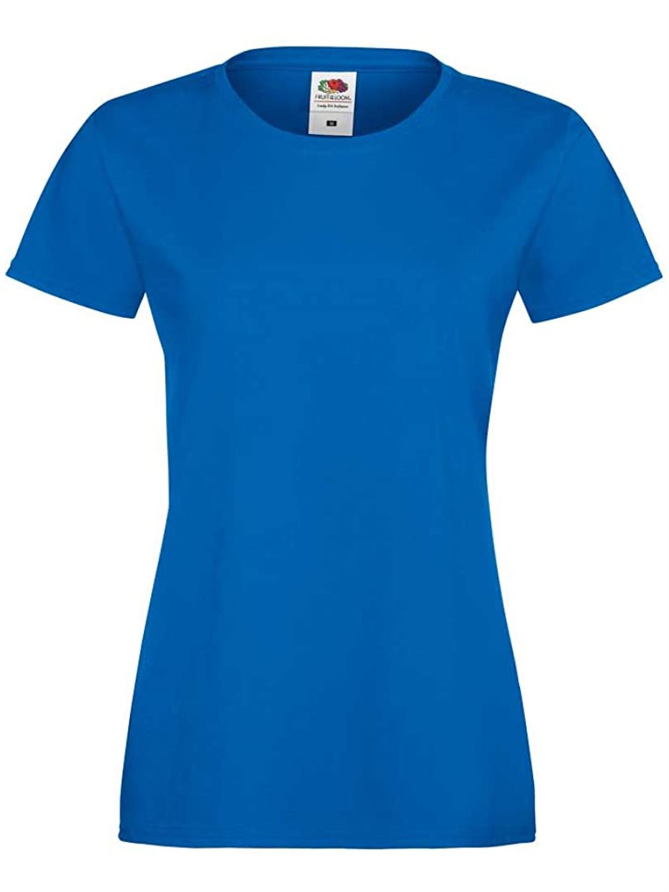 Fruit Of The Loom T Shirts Womens Ladies Plain Coloured Cotton Fitted Tee Shirt - Picture 10 of 35