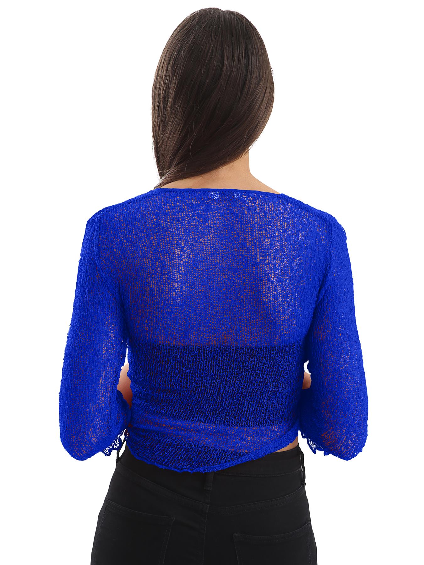Womens Tie Up Open Front Shrug Ladies Knitted Cropped Bolero beach summer Top - Picture 136 of 169