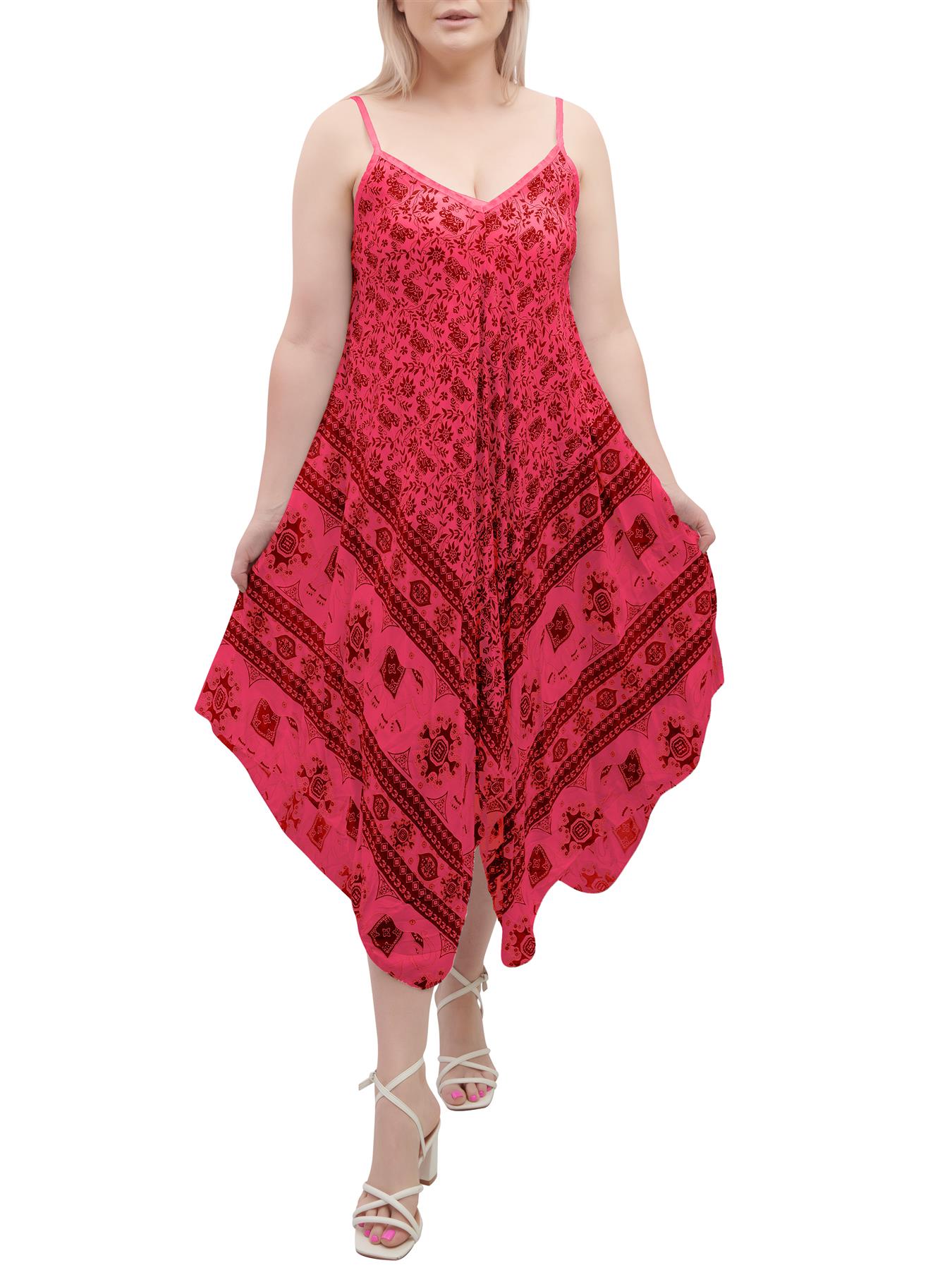 Womens Sleeveless Italian V Neck Hanky Dress Elephant Print Strappy Summer Maxi - Picture 55 of 72