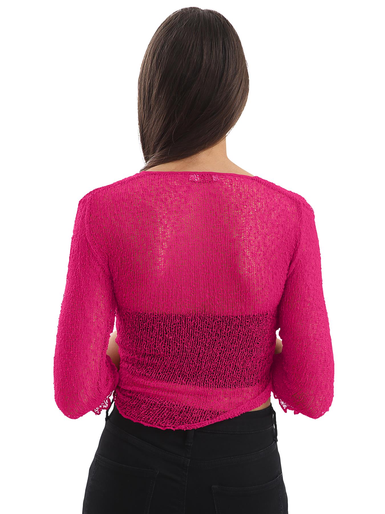 Womens Tie Up Open Front Shrug Ladies Knitted Cropped Bolero beach summer Top - Picture 45 of 169