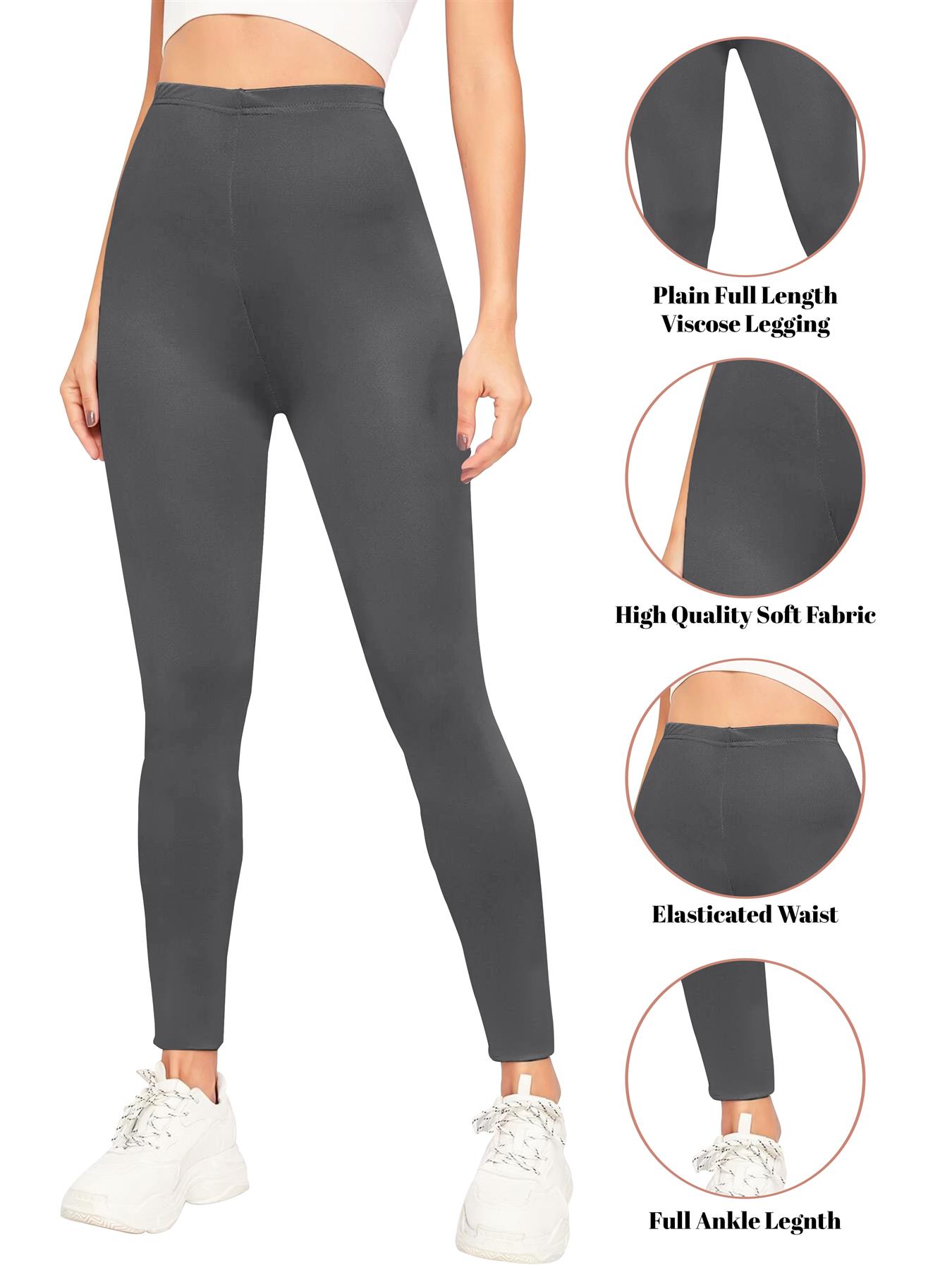 Womens Plain High Waist Leggings Trouser Fitness Gym Yoga Comfy Leggings Lot - Picture 9 of 68