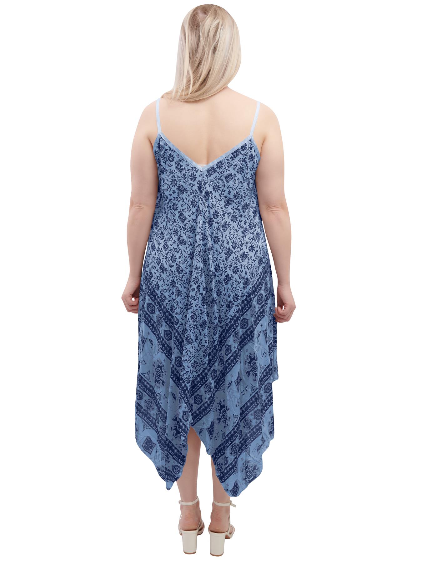 Womens Sleeveless Italian V Neck Hanky Dress Elephant Print Strappy Summer Maxi - Picture 20 of 72