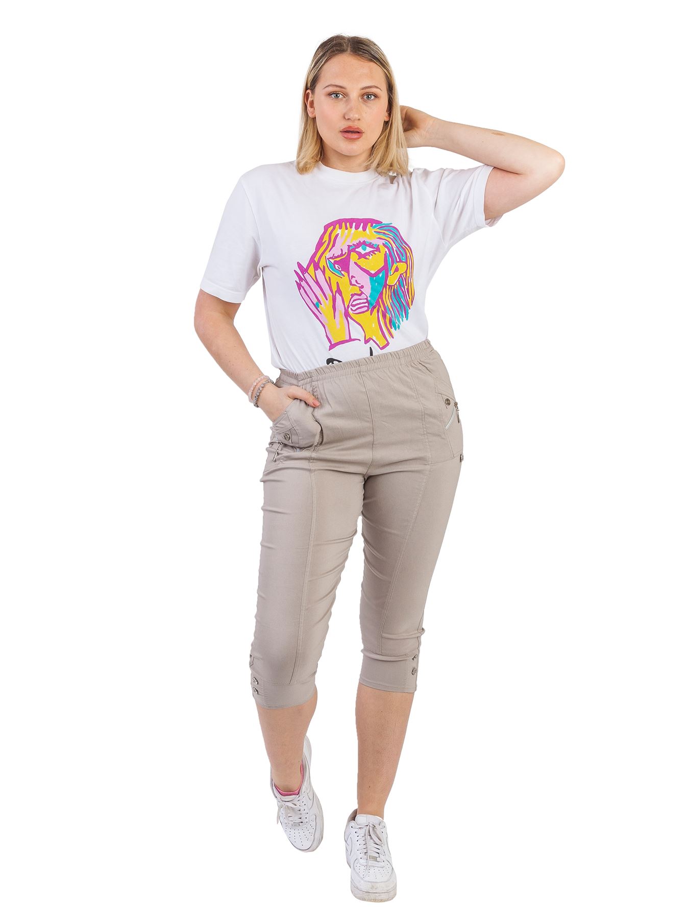 Ladies 3/4 Shorts Crops Women's Pedal Pushers Capri Pants Stretch Trousers NEW - Picture 8 of 28