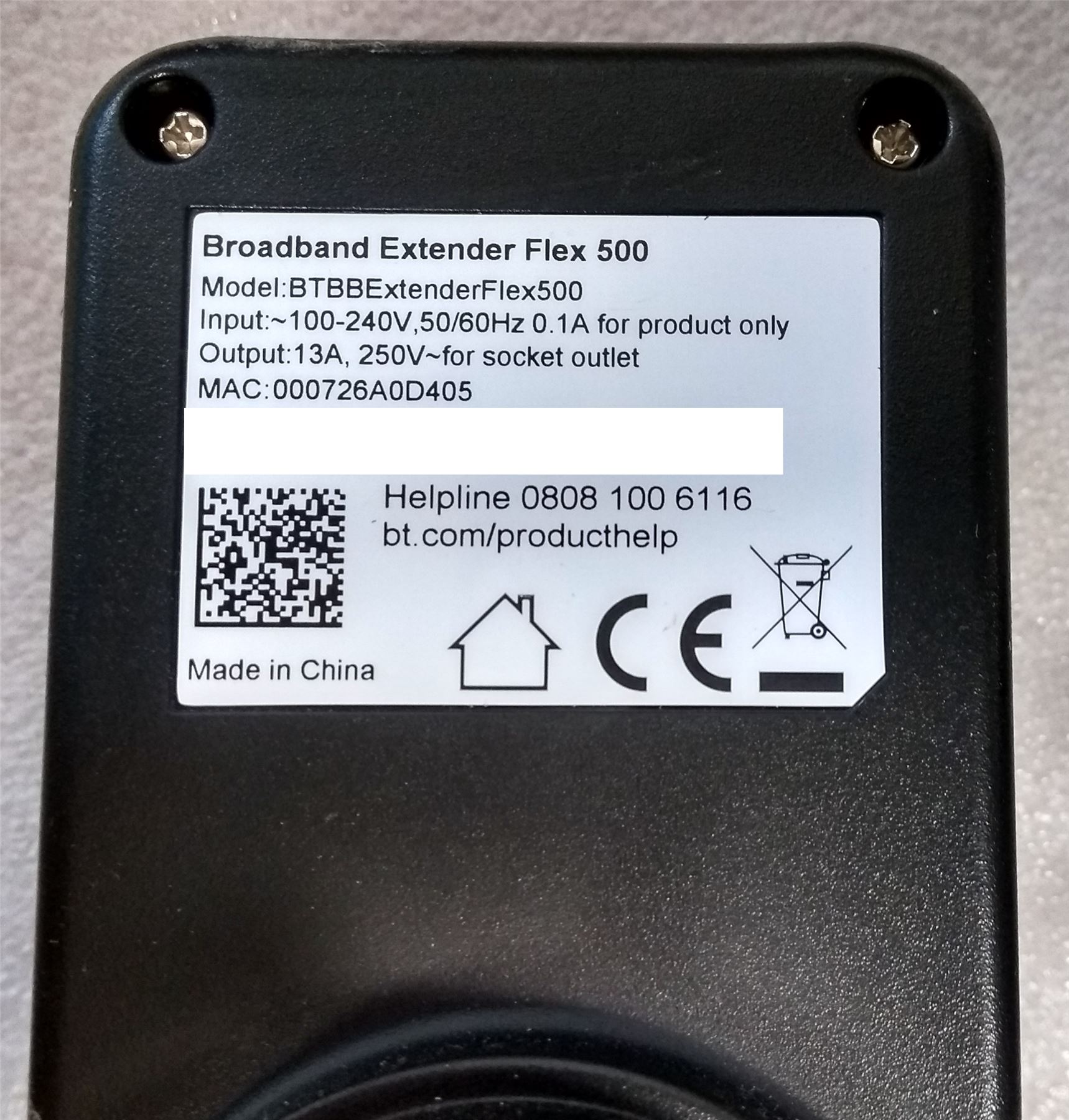 A Pair of BT Broadband Extender Flex 500 POWERLINE ADAPTERS