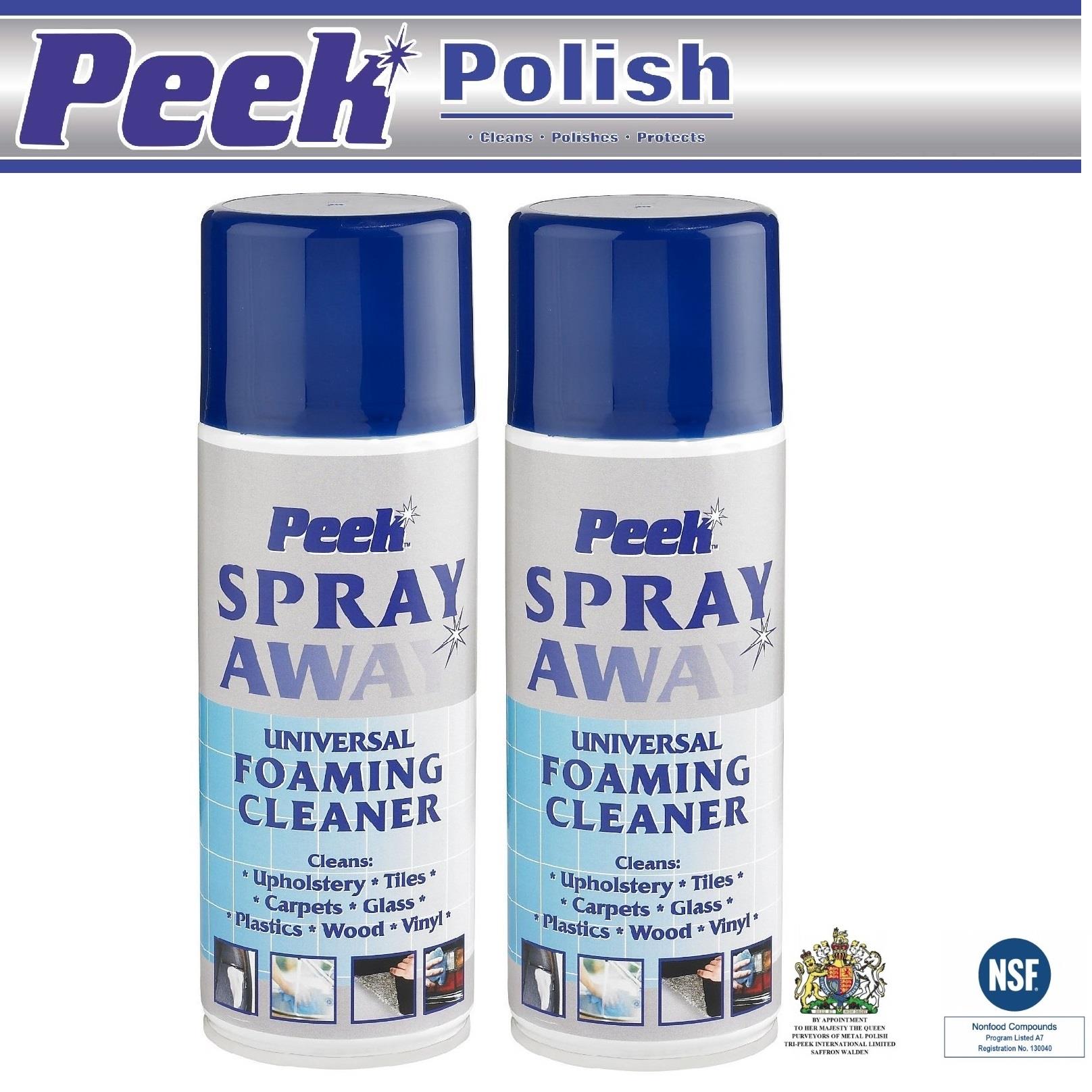 2 x Peek Polish Spray Away Metal Cleaner Protect Upholstery Ceramic