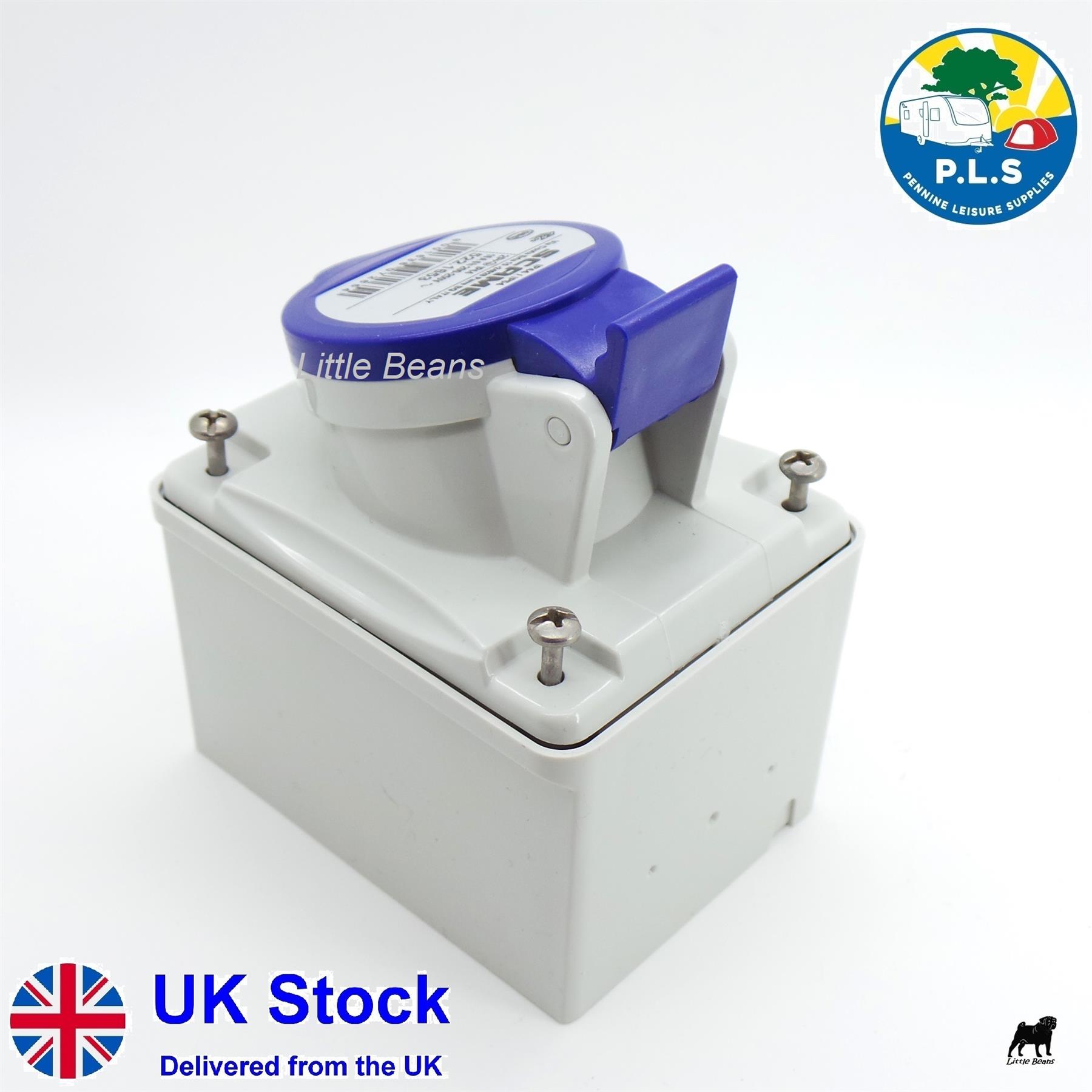 Garage Hook Up Socket 16A 240V Waterproof IP44 Caravan Motorhome