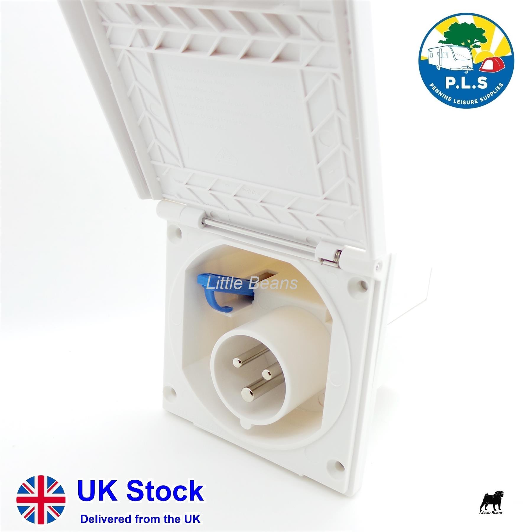 Mains Hook Up Inlet Socket Caravan VW Motorhome Flush Fitting Gloss