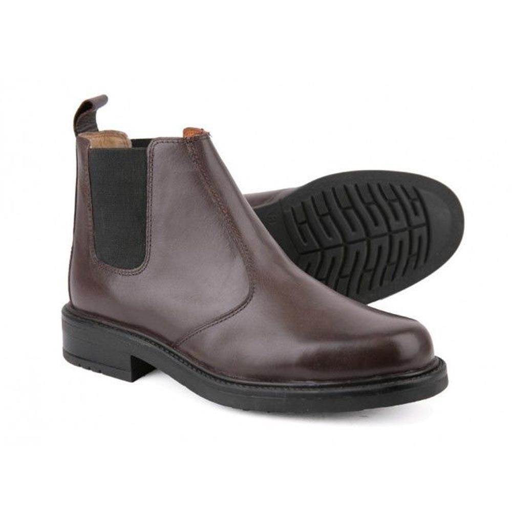 Mens Leather Shoe Chelsea Boot Slip On Casual Work Office Brown