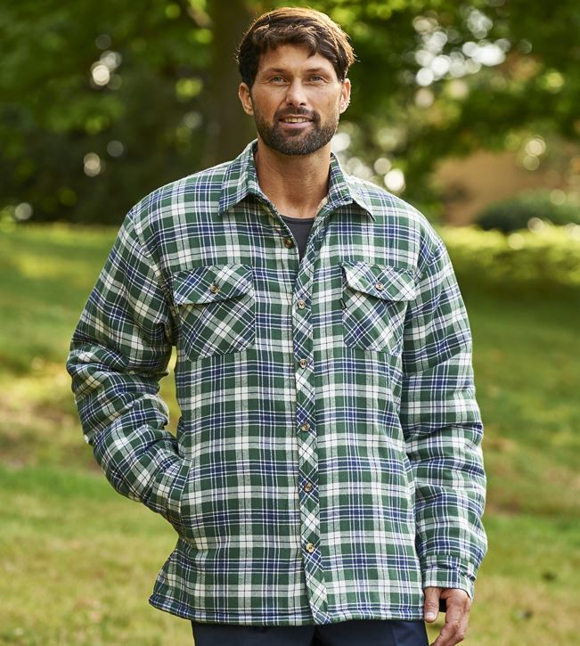 Champion Outdoor Mens DIY Work Shirt Checked Heavy Duty Long Sleeve