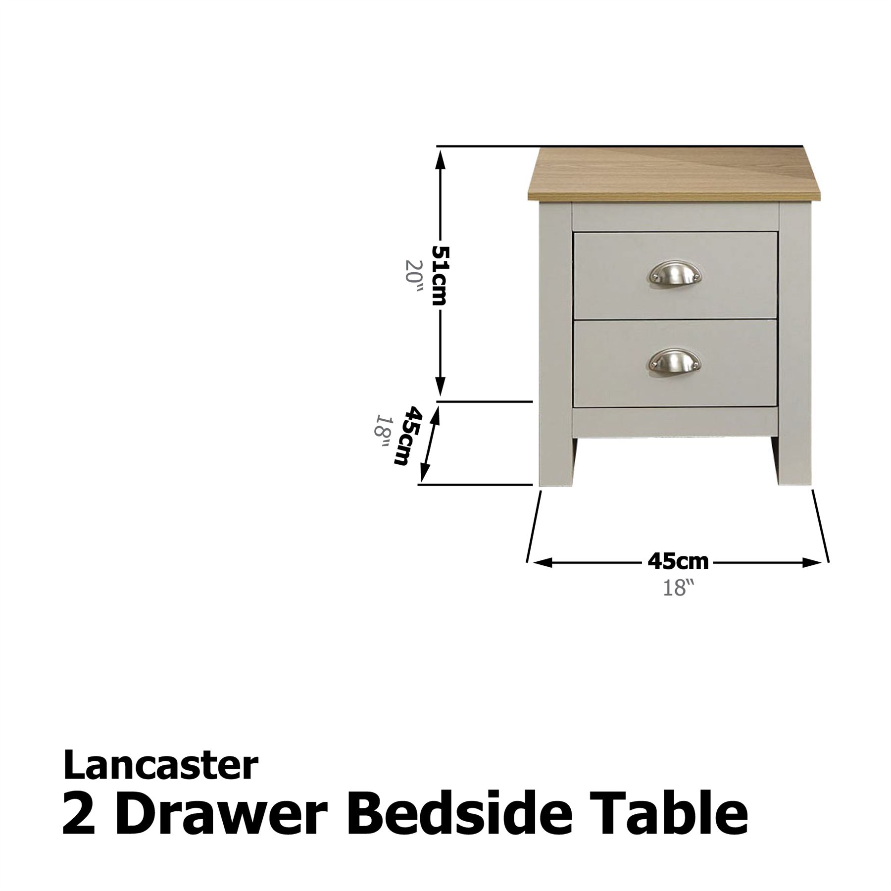 LANCASTER BEDSIDE TABLE WARDROBE DRESSING TABLESET CHEST OF