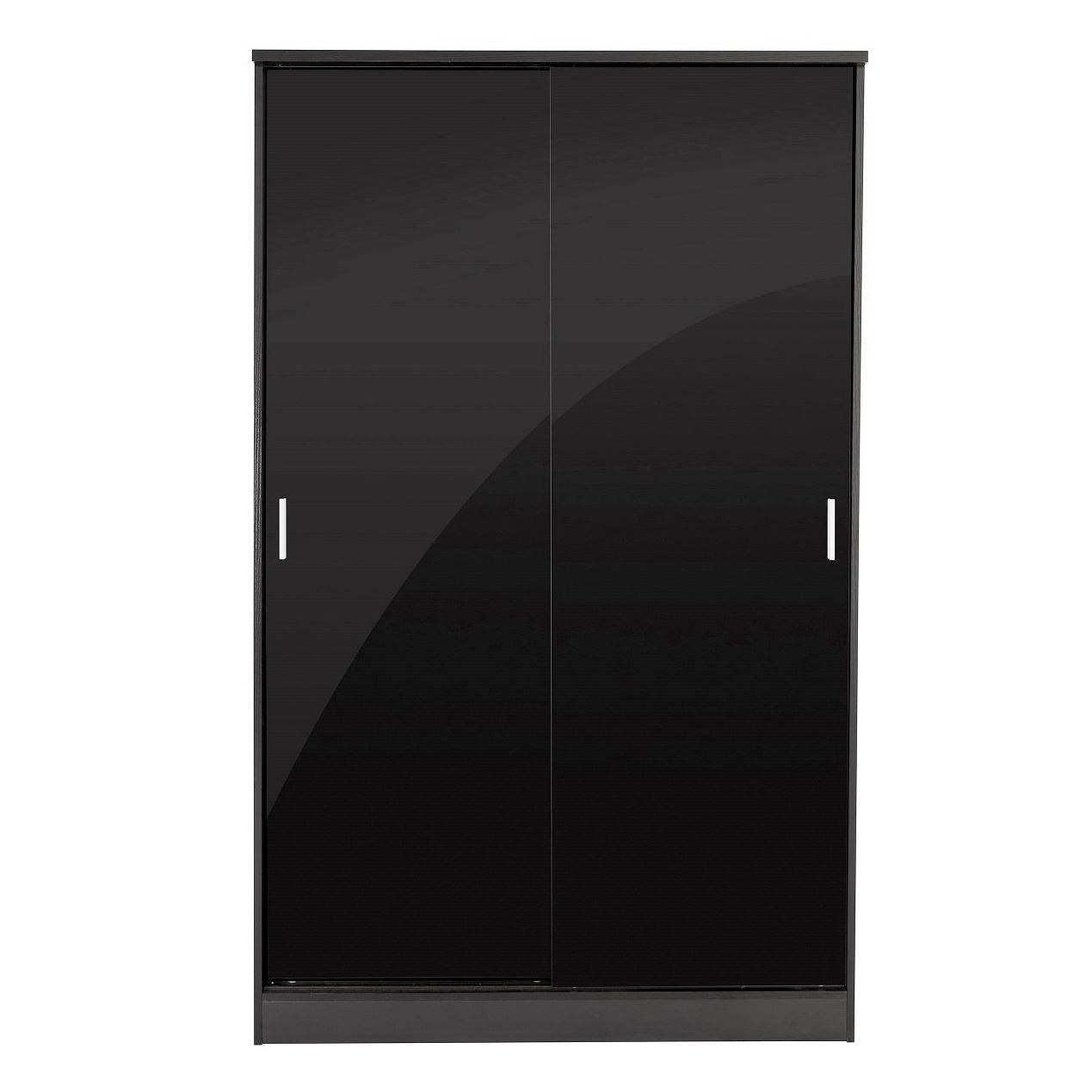 BEDROOM FURNITURE 3 PIECE SET BLACK GLOSS WARDROBE DRAWER BEDSIDE CHEST