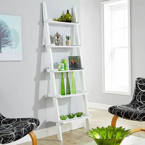 CYPRUS 5 TIER LADDER SHELF UNIT DISPLAY BOOK CASE SHELVES STORAGE SHELVING WHITE eBay