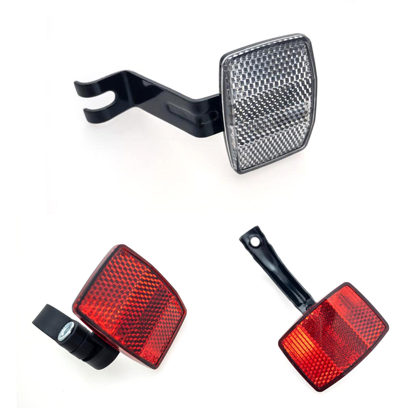 BIKE REFLECTOR REAR FRONT WHITE RED BICYCLE ROAD CYCLING NIGHT SAFETY