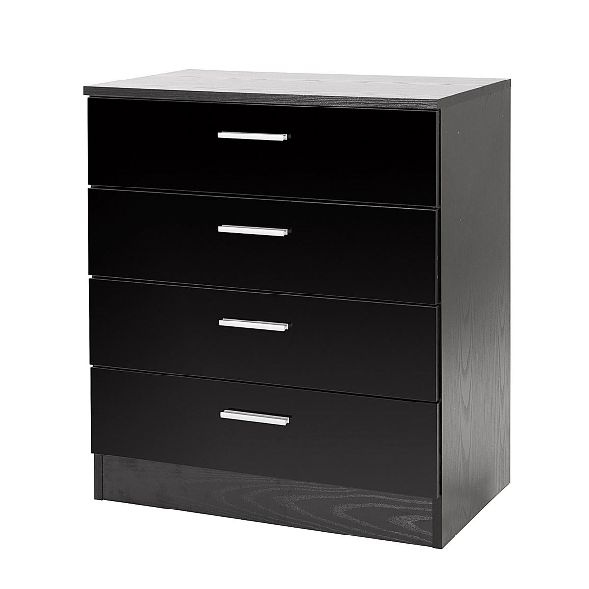 BEDROOM FURNITURE 3 PIECE SET BLACK GLOSS WARDROBE DRAWER ...