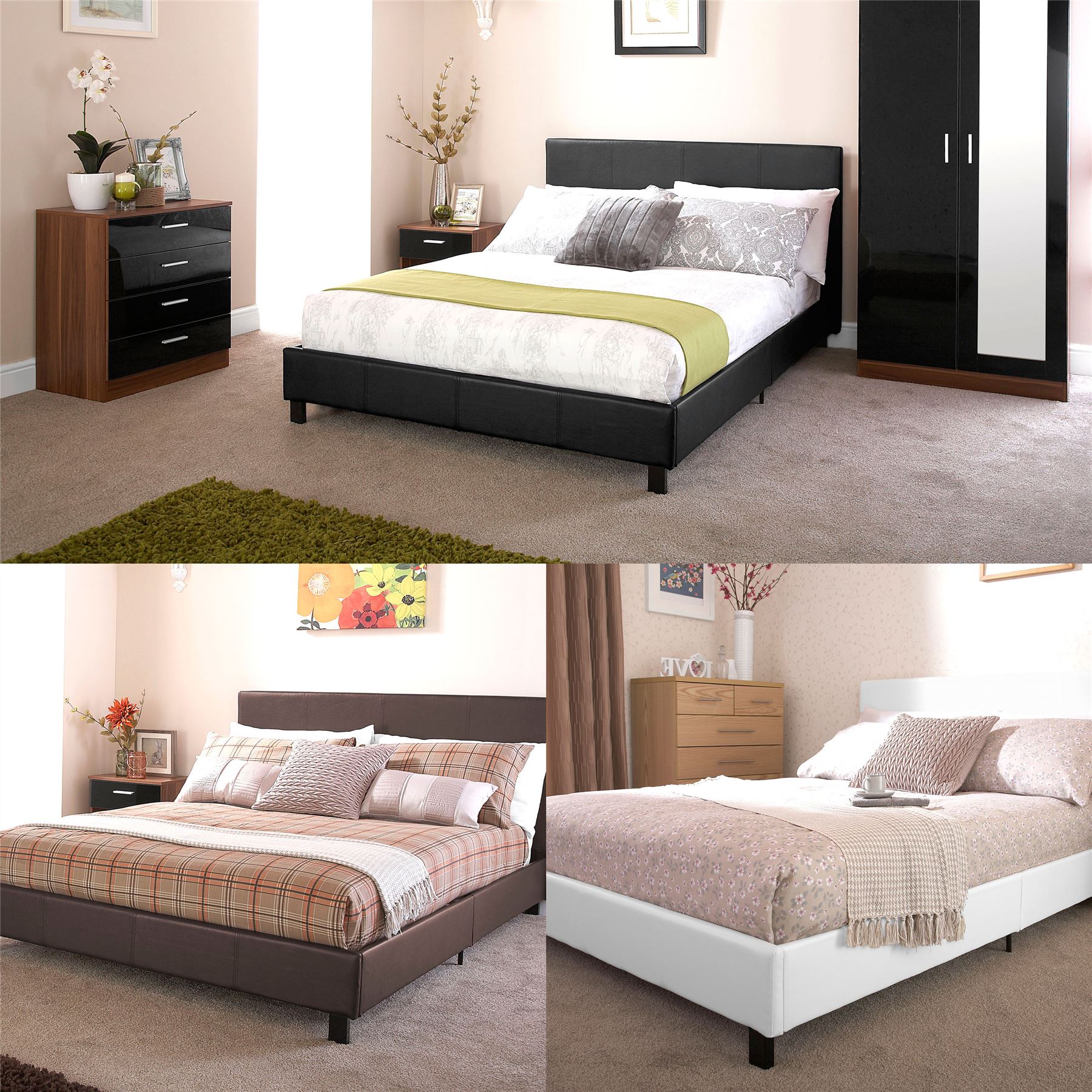 BEDINABOX FAUX LEATHER BED FRAME 3FT SINGLE 4FT 4FT6 DOUBLE 5FT KING SIZE eBay