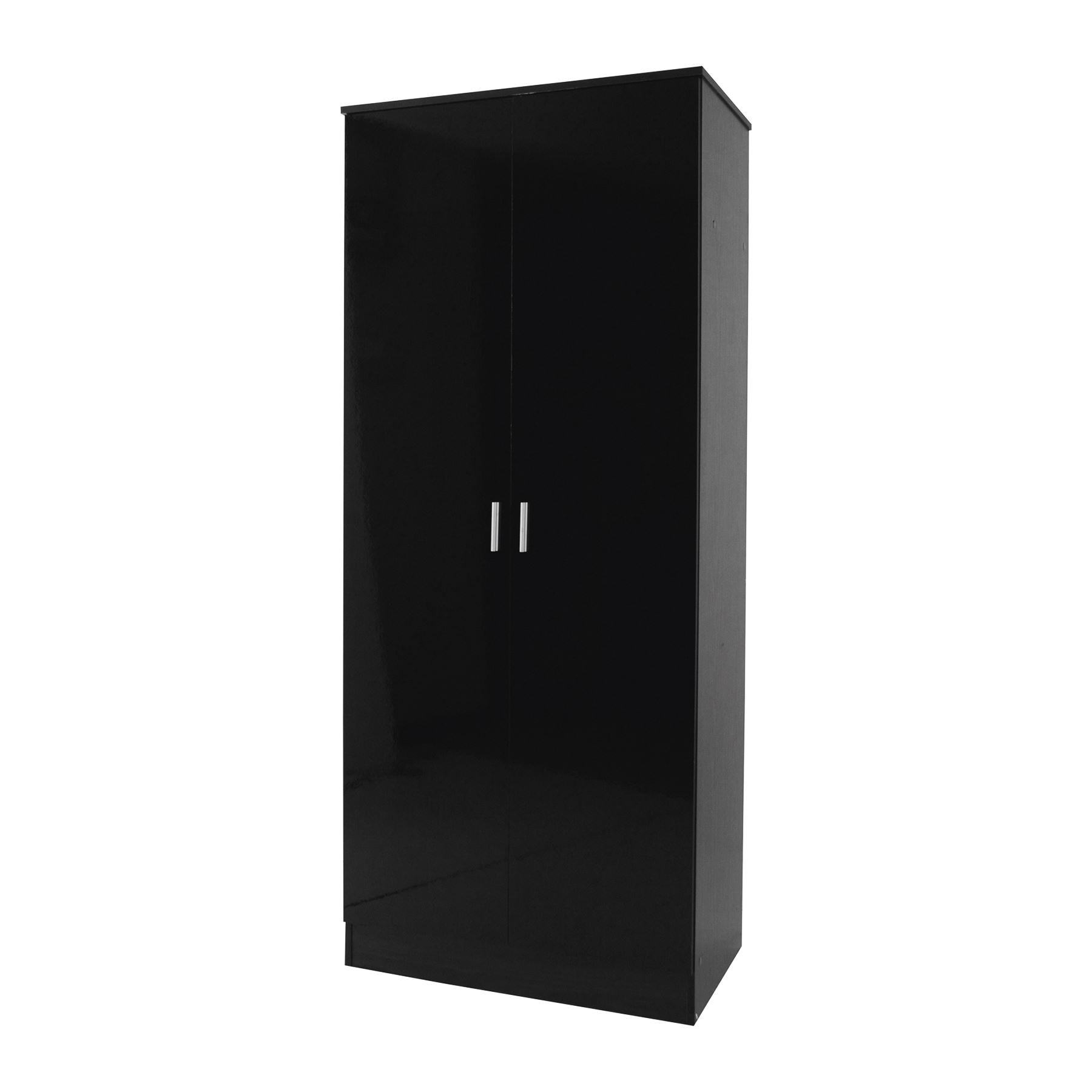 BEDROOM FURNITURE 3 PIECE SET BLACK GLOSS WARDROBE DRAWER BEDSIDE CHEST